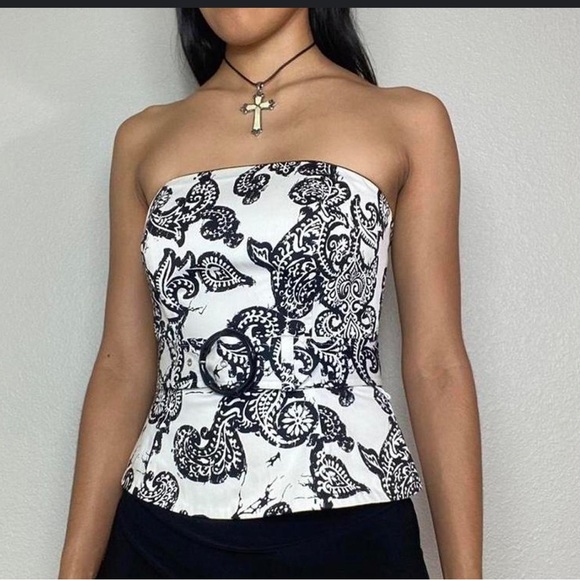 White House Black Market Tops - White House Black Market Women's White and Black Tube Top-12